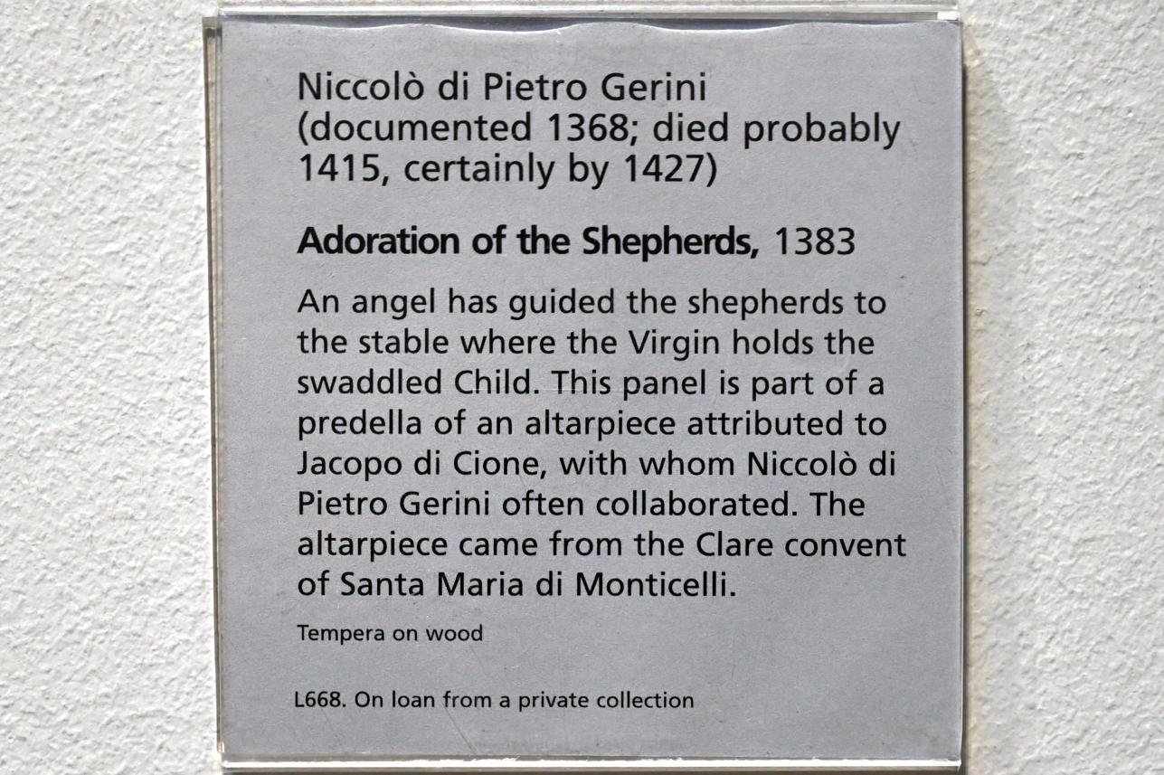 Niccolò di Pietro Gerini (1383–1385), Anbetung der Hirten, London, National Gallery, Saal 51, 1383, Bild 2/2