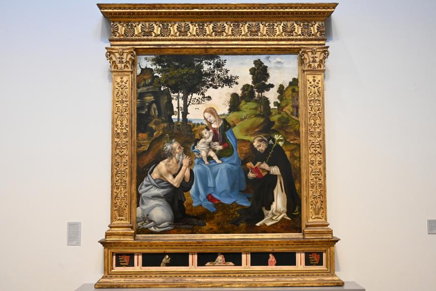 Filippino Lippi (1473–1500), Maria mit Kind und den heiligen Hieronymus und Dominikus, London, National Gallery, Saal 59, um 1485
