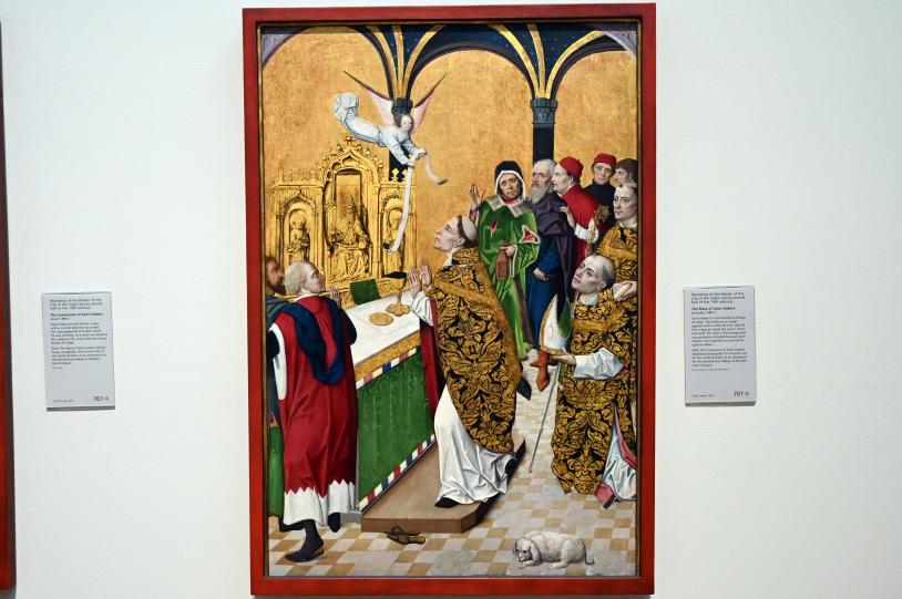 Meister des Marienlebens (Werkstatt) (1482), Hubertusmesse, Werden, Kloster Werden, jetzt London, National Gallery, Saal 62, um 1480–1485