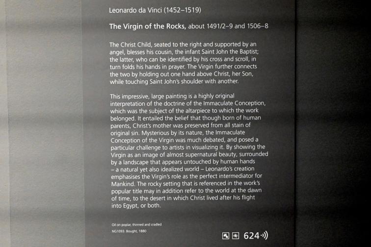 Leonardo da Vinci (1475&ndash;1513), Felsgrottenmadonna, London, National Gallery, Saal 66, um 1491&ndash;1508, Bild 3/3