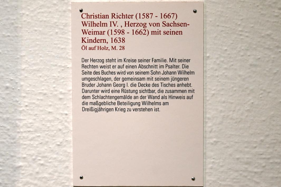 Christian Richter (1634&ndash;1640), Wilhelm IV., Herzog von Sachsen-Weimar (1598-1662) mit seinen Kindern, Coburg, Kunstsammlungen der Veste Coburg, Altdeutsche Malerei, 1638, Bild 2/2