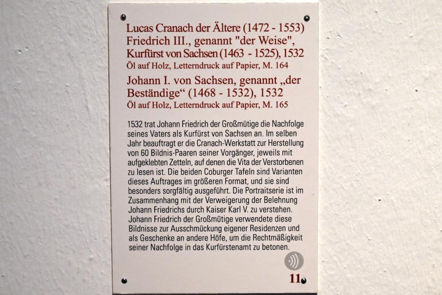Lucas Cranach der Ältere (1502&ndash;1550), Friedrich III., genannt "der Weise", Kurfürst von Sachsen (1463-1525), Coburg, Kunstsammlungen der Veste Coburg, Altdeutsche Malerei, 1532, Bild 2/2