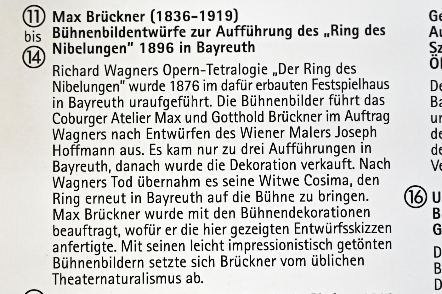 Max Brückner (1896&ndash;1910), Bühnenbildentwürfe zur Aufführung des "Ring des Nibelungen" 1896 in Bayreuth, Coburg, Kunstsammlungen der Veste Coburg, Rauchzimmer, 1896, Bild 2/3
