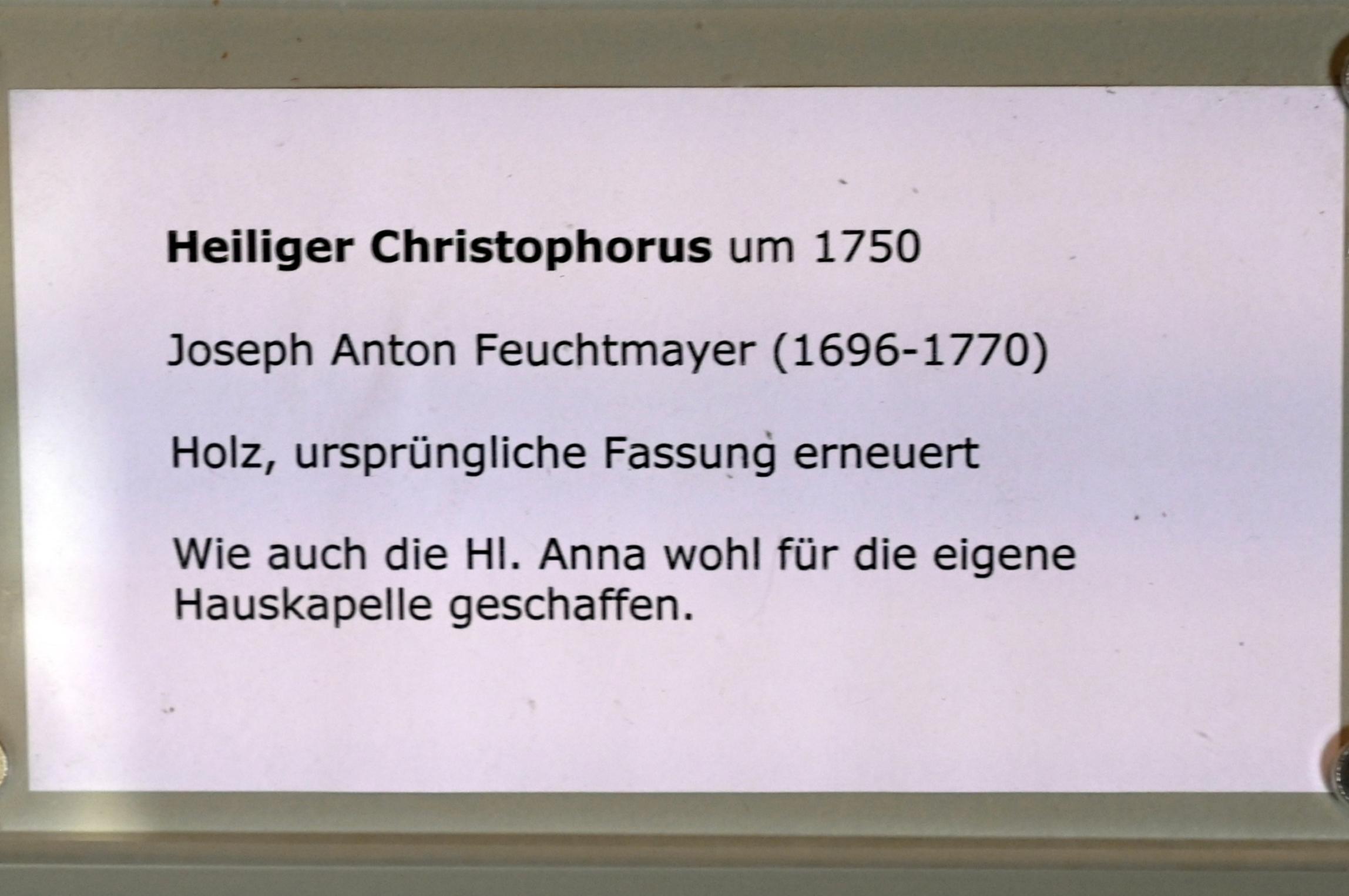 Joseph Anton Feuchtmayer (1718&ndash;1770), Heiliger Christophorus, Überlingen, Städtisches Museum, Kleiner Barocksaal, um 1750, Bild 3/3