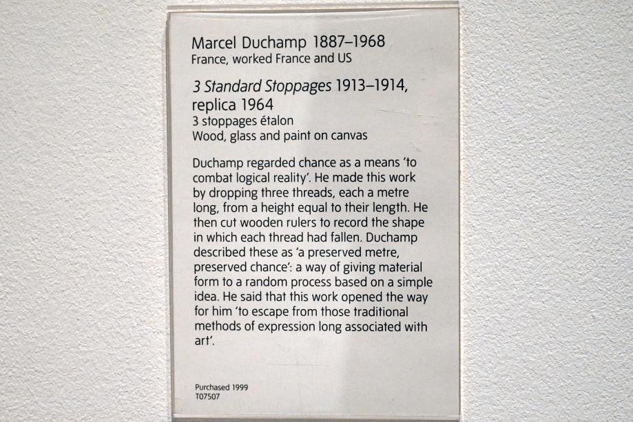Marcel Duchamp (1911&ndash;1964), 3 Standardstopps, London, Tate Gallery of Modern Art (Tate Modern), Materials and Objects 4, 1913&ndash;1914, Bild 3/3