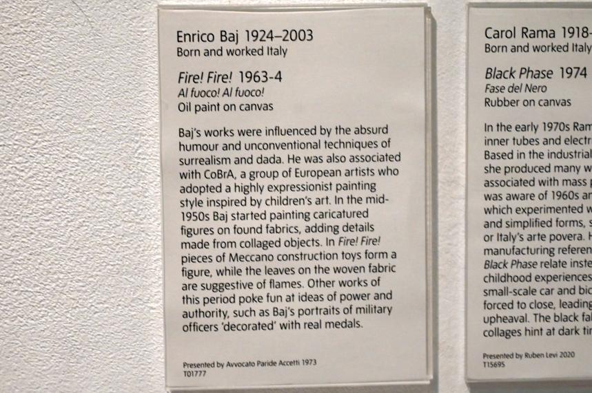 Enrico Baj (1959&ndash;1963), Feuer! Feuer!, London, Tate Gallery of Modern Art (Tate Modern), Materials and Objects 2, 1963, Bild 2/2