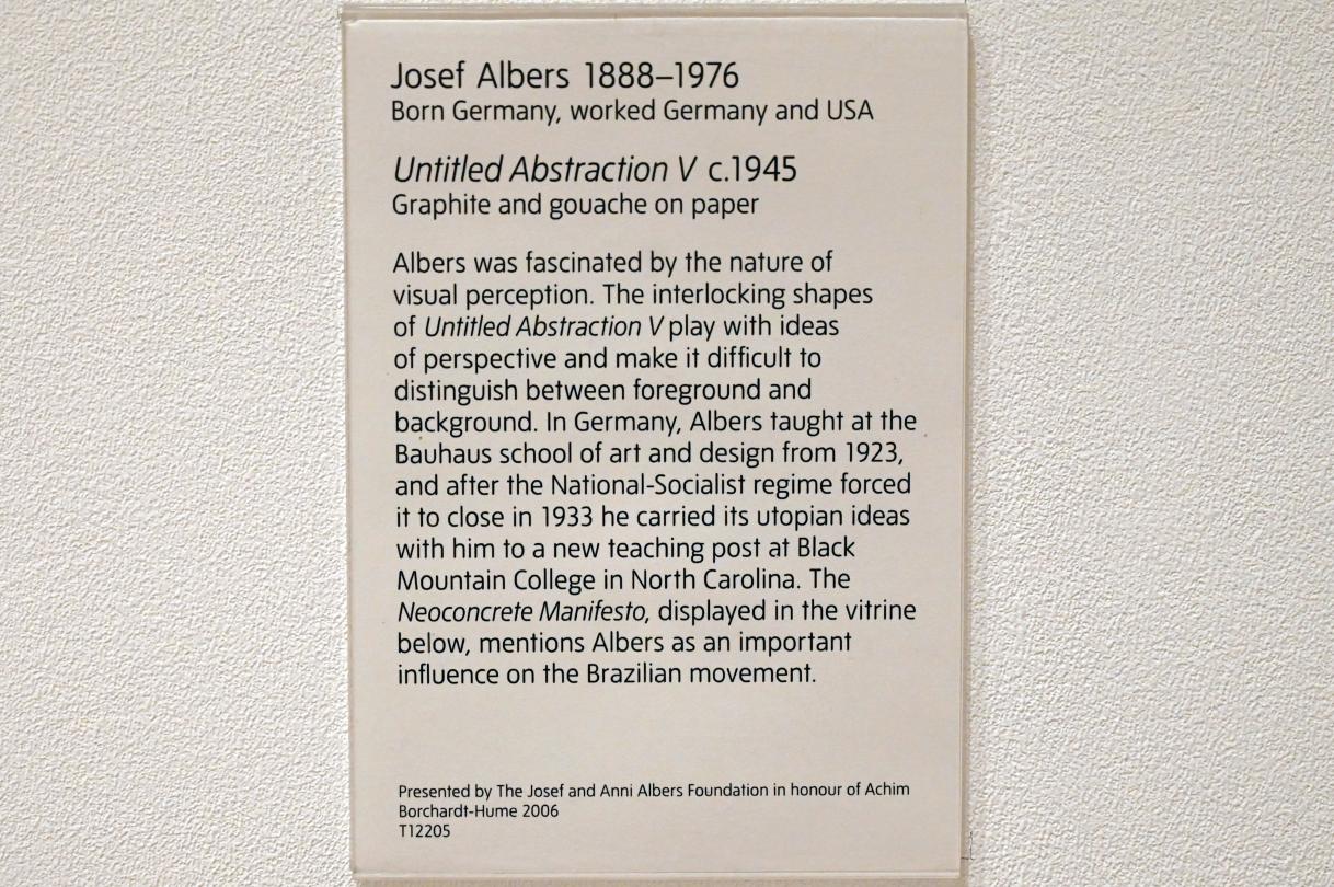 Josef Albers (1927&ndash;1967), Unbetitelte Abstraktion V, London, Tate Gallery of Modern Art (Tate Modern), Artist and Society 2, um 1945, Bild 3/3