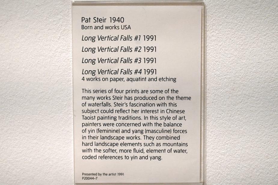 Pat Steir (1985&ndash;1991), Lange vertikale Wasserfälle #3, London, Tate Gallery of Modern Art (Tate Modern), In the Studio 9, 1991, Bild 2/2