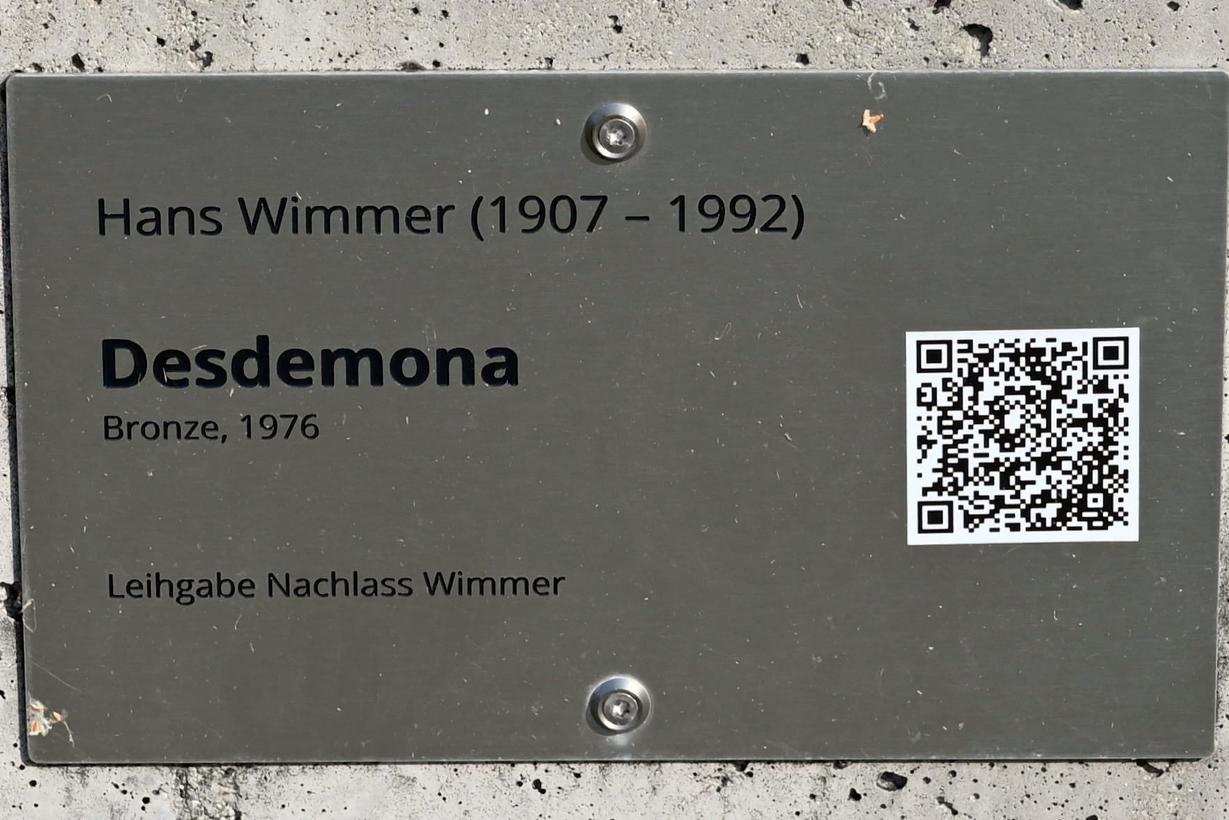 Hans Wimmer (1951&ndash;1989), Desdemona, Schleswig, Landesmuseum für Kunst und Kulturgeschichte, Außenbereich, 1976, Bild 3/3