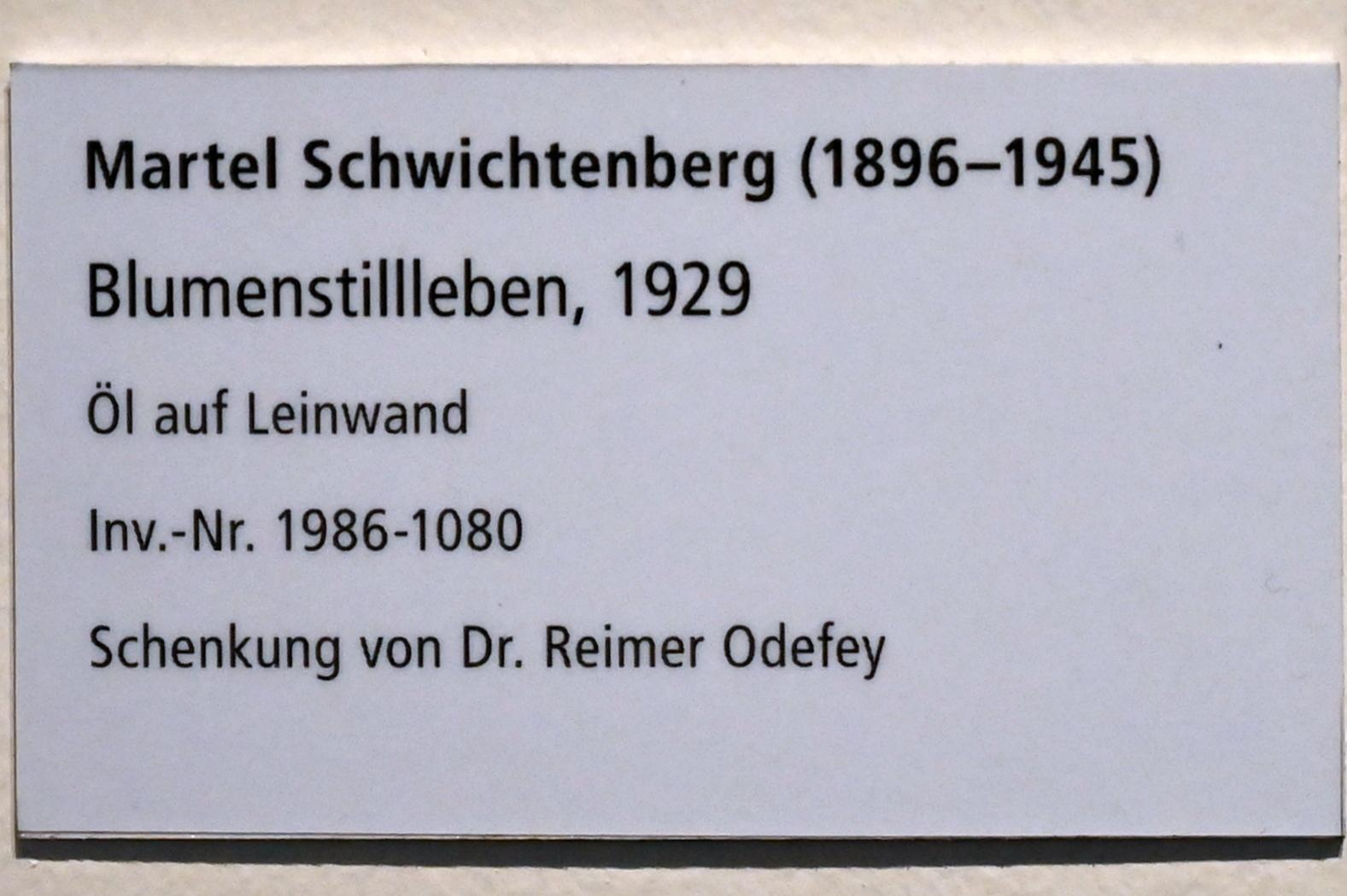 Martel Schwichtenberg (1929–1943), Blumenstillleben, Schleswig, Landesmuseum für Kunst und Kulturgeschichte, Galerie der Klassischen Moderne, 1929, Bild 2/2