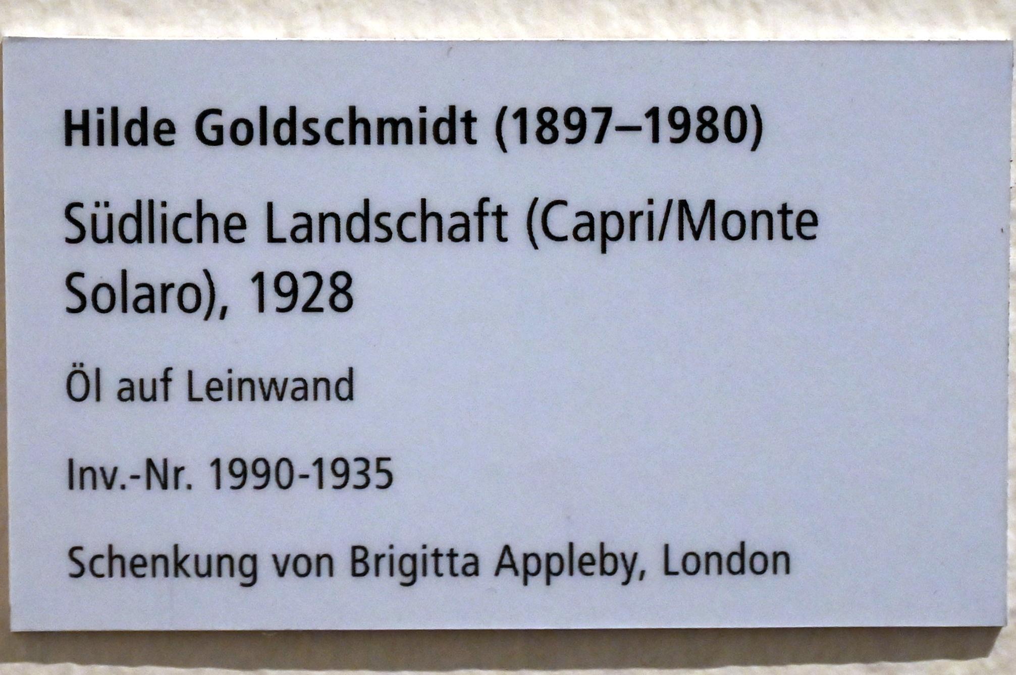 Hilde Goldschmidt (1928–1958), Südliche Landschaft (Capri/Monte Solaro), Schleswig, Landesmuseum für Kunst und Kulturgeschichte, Galerie der Klassischen Moderne, 1928, Bild 2/2