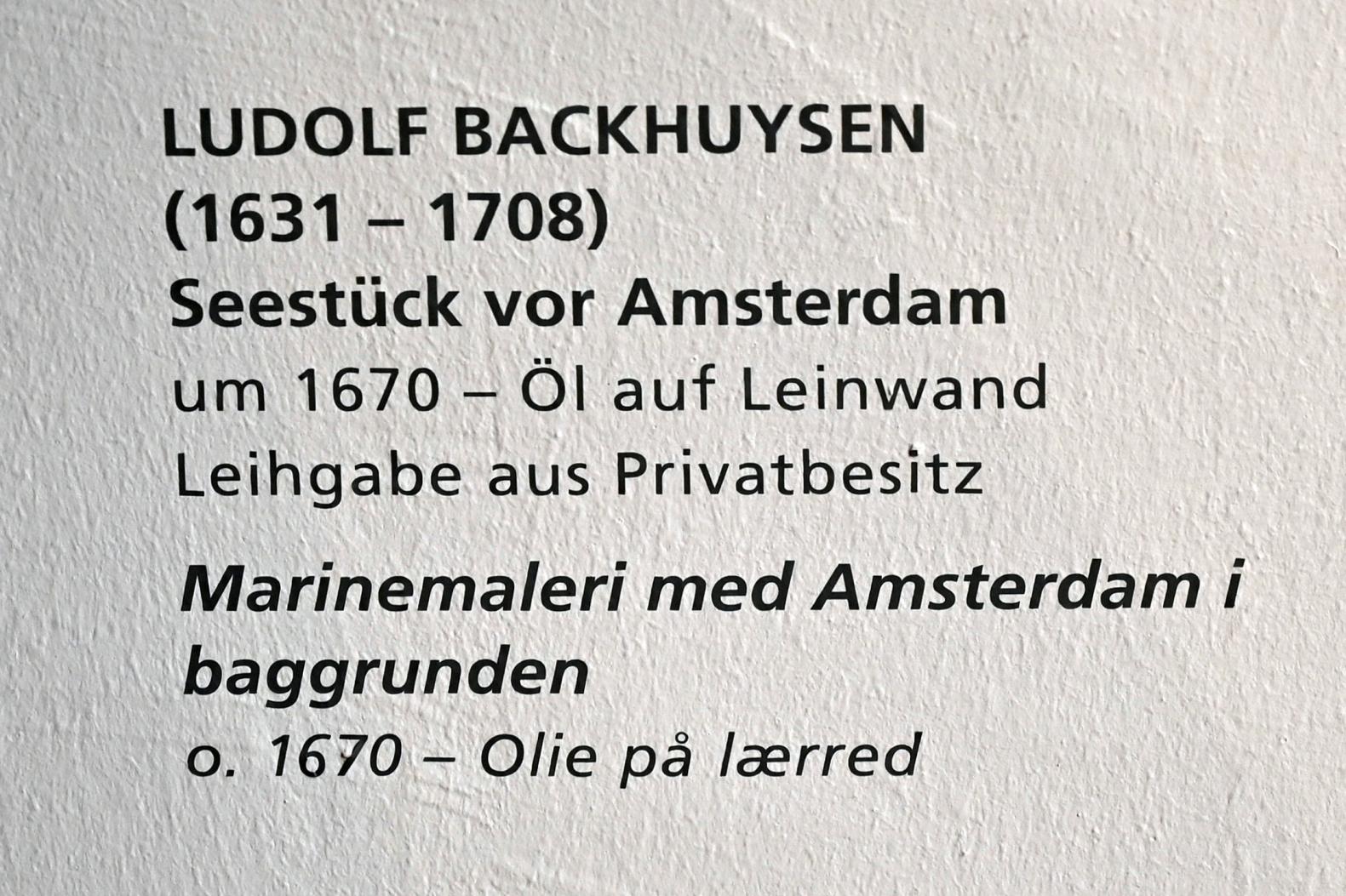 Ludolf Bakhuizen (Backhuysen) (1661&ndash;1700), Seestück vor Amsterdam, Schleswig, Landesmuseum für Kunst und Kulturgeschichte, Saal 23, um 1670, Bild 2/2
