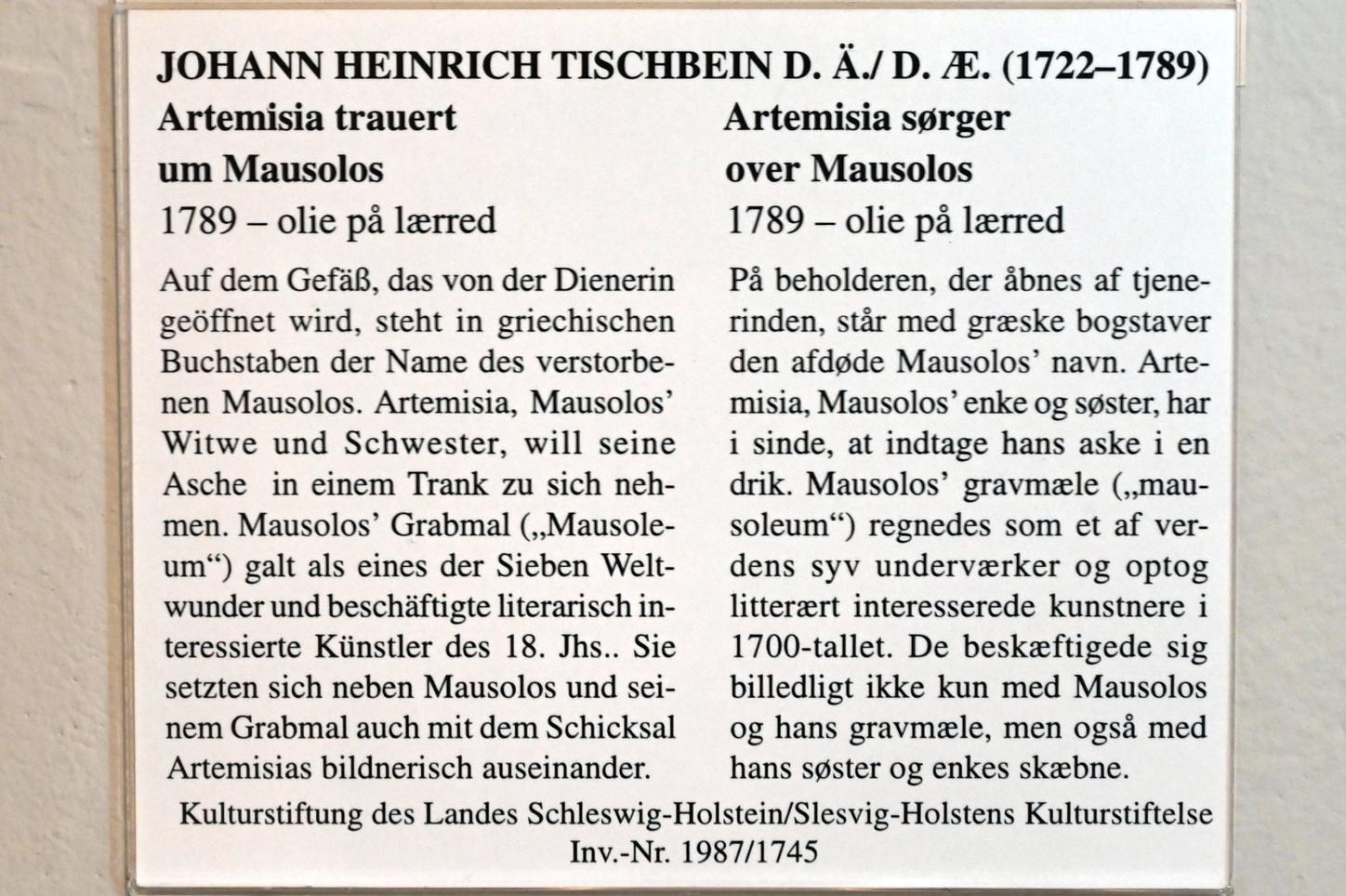 Johann Heinrich Tischbein der Ältere (1754&ndash;1789), Artemisia trauert um Mausolos, Schleswig, Landesmuseum für Kunst und Kulturgeschichte, Saal 36, 1789, Bild 2/2