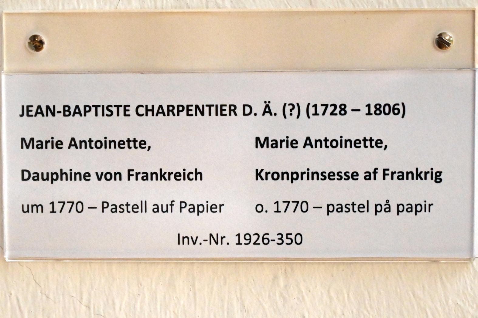 Jean-Baptiste Charpentier der Ältere (1770), Marie Antoinette, Dauphine von Frankreich, Schleswig, Landesmuseum für Kunst und Kulturgeschichte, Saal 36, um 1770, Bild 2/2