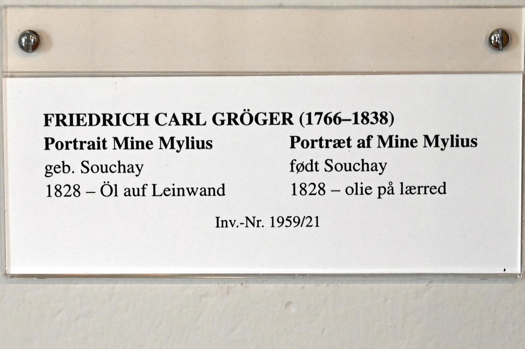 Friedrich Carl Gröger (1800&ndash;1838), Portrait Mine Mylius, geb. Souchay, Schleswig, Landesmuseum für Kunst und Kulturgeschichte, Saal 37, 1828, Bild 2/2