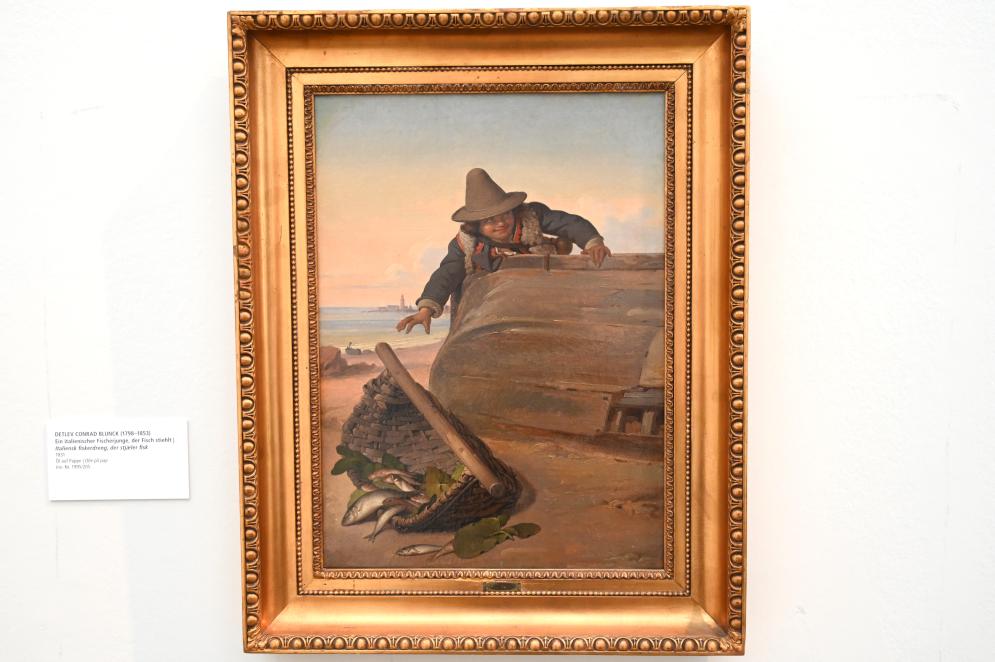 Detlev Conrad Blunck (1831–1838), Ein italienischer Fischerjunge, der Fisch stiehlt, Schleswig, Landesmuseum für Kunst und Kulturgeschichte, Saal 44, 1831