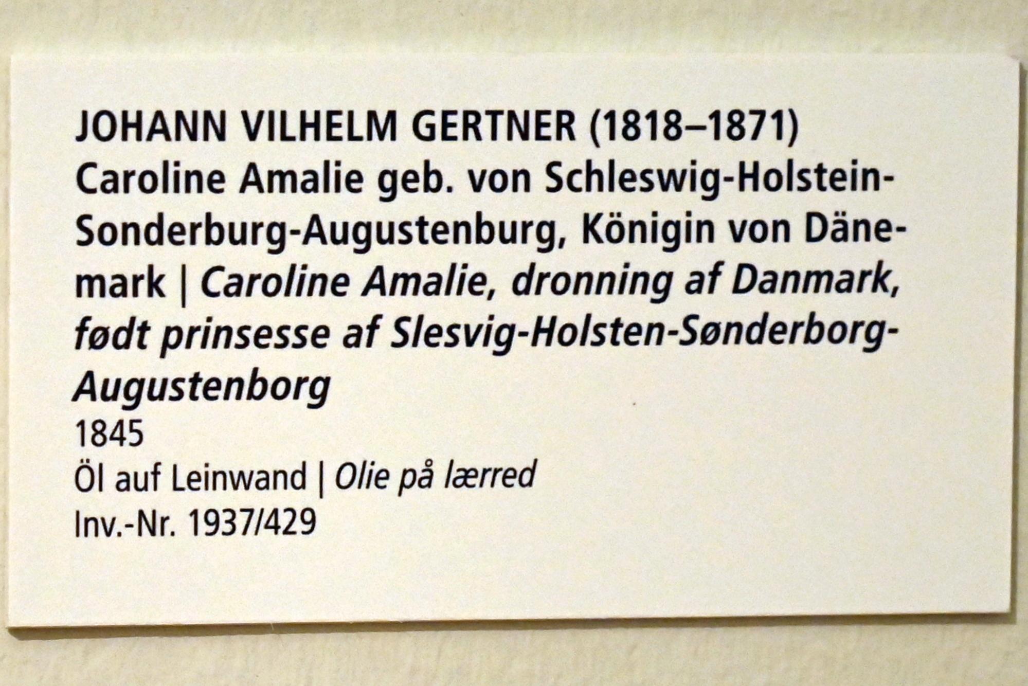 Johan Vilhelm Gertner (1845–1851), Caroline Amalie geb. von Schleswig-Holstein-Sonderburg-Augustenburg, Königin von Dänemark, Schleswig, Landesmuseum für Kunst und Kulturgeschichte, Saal 45, 1845, Bild 2/2