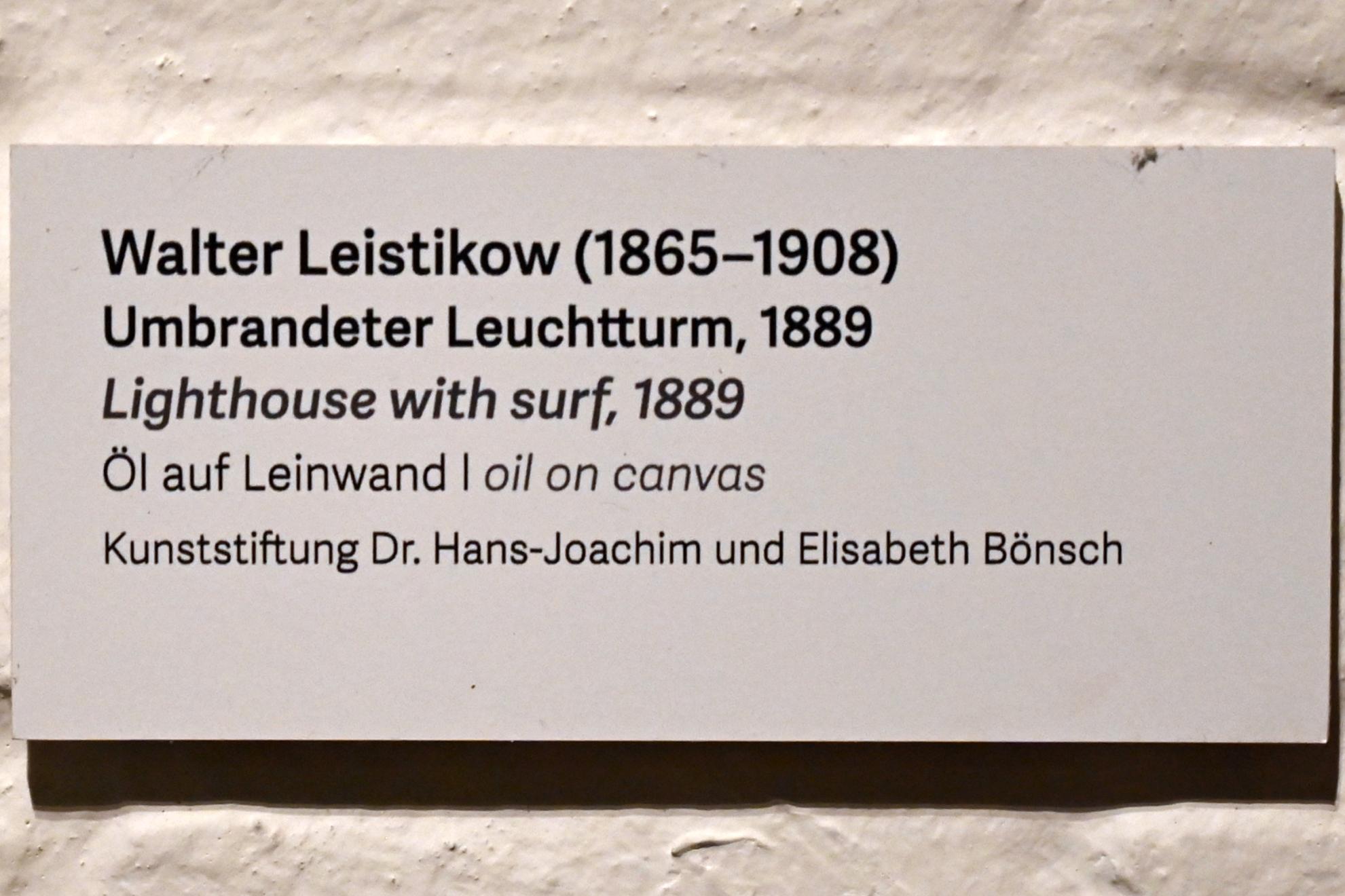 Walter Leistikow (1889–1903), Umbrandeter Leuchtturm, Schleswig, Landesmuseum für Kunst und Kulturgeschichte, Kunst im 20. Jh., 1889, Bild 2/2