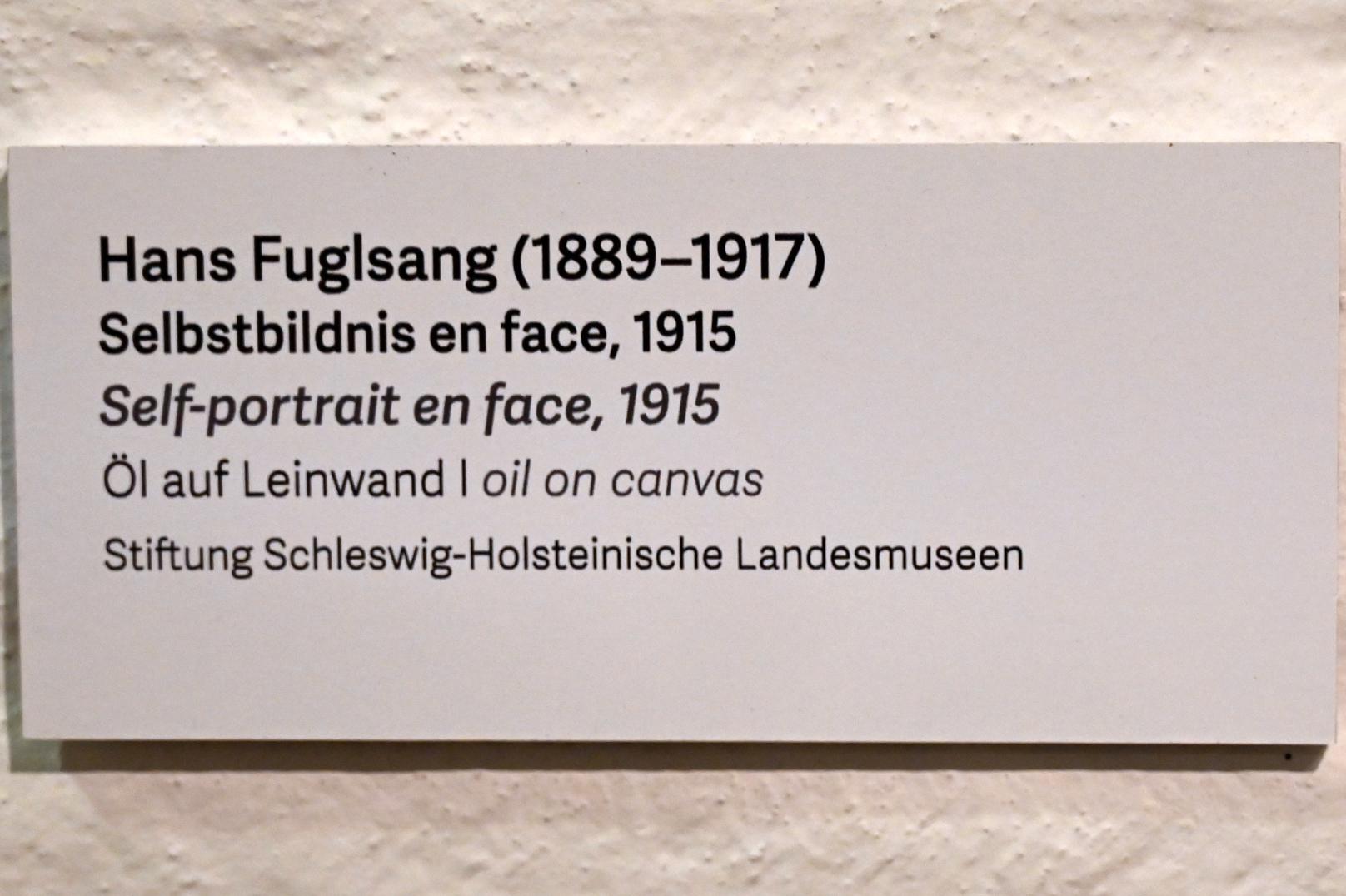 Hans Fuglsang (1913&ndash;1916), Selbstbildnis en face, Schleswig, Landesmuseum für Kunst und Kulturgeschichte, Kunst im 20. Jh., 1915, Bild 2/2