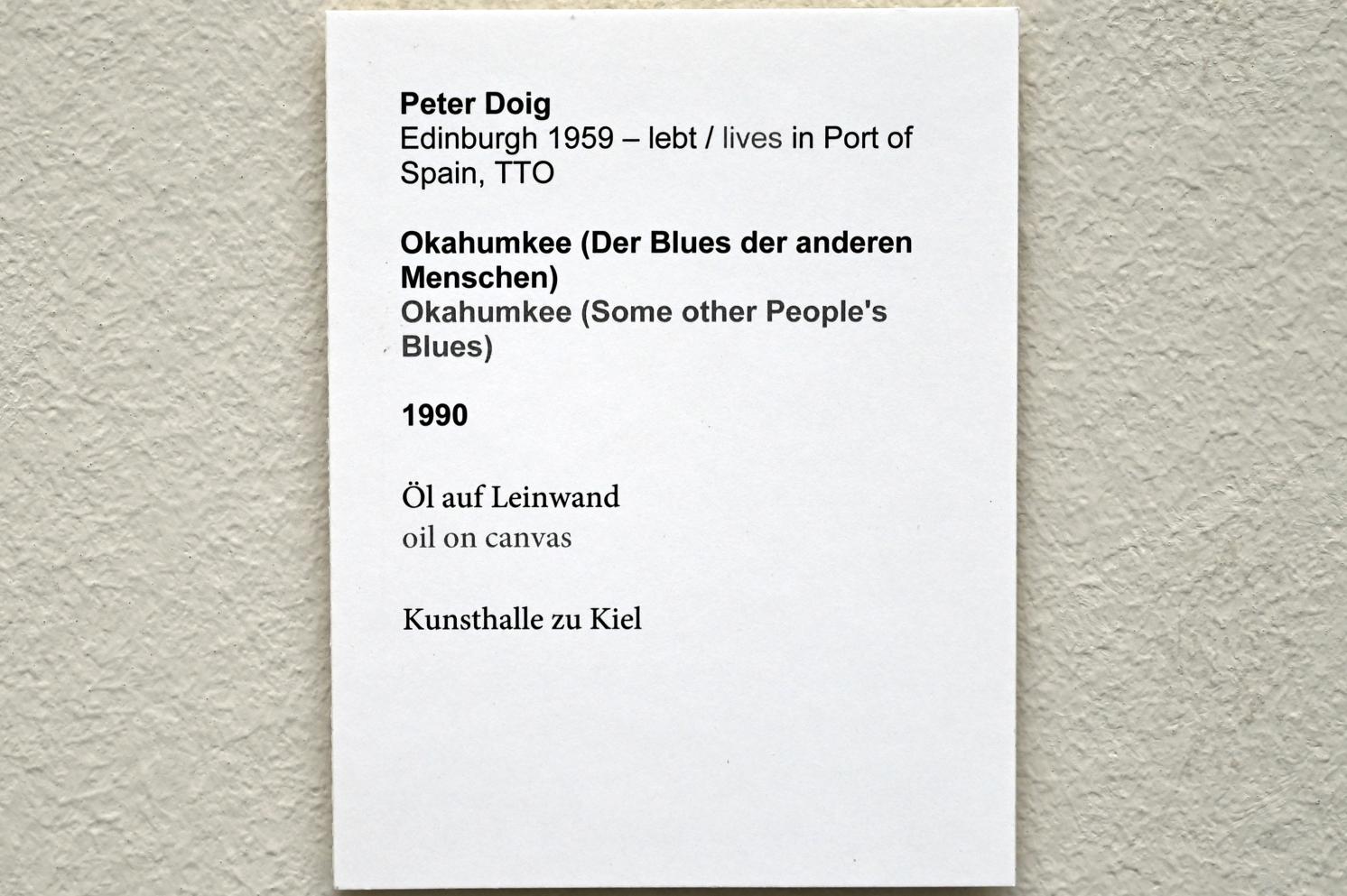 Peter Doig (1990–2008), Okahumkee (Der Blues der anderen Menschen), Kiel, Kunsthalle, Landschaften, 1990, Bild 2/2