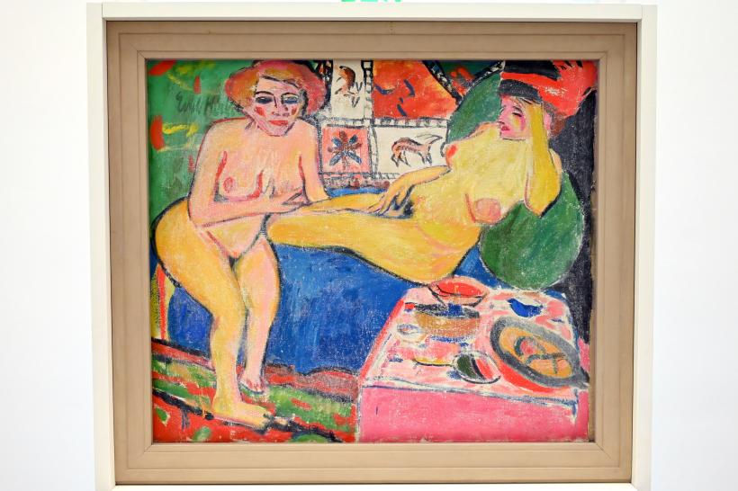 Erich Heckel (1906&ndash;1958), Zwei weibliche Akte auf blauem Sofa, Kiel, Kunsthalle, Doppelseitige Gemälde, um 1910