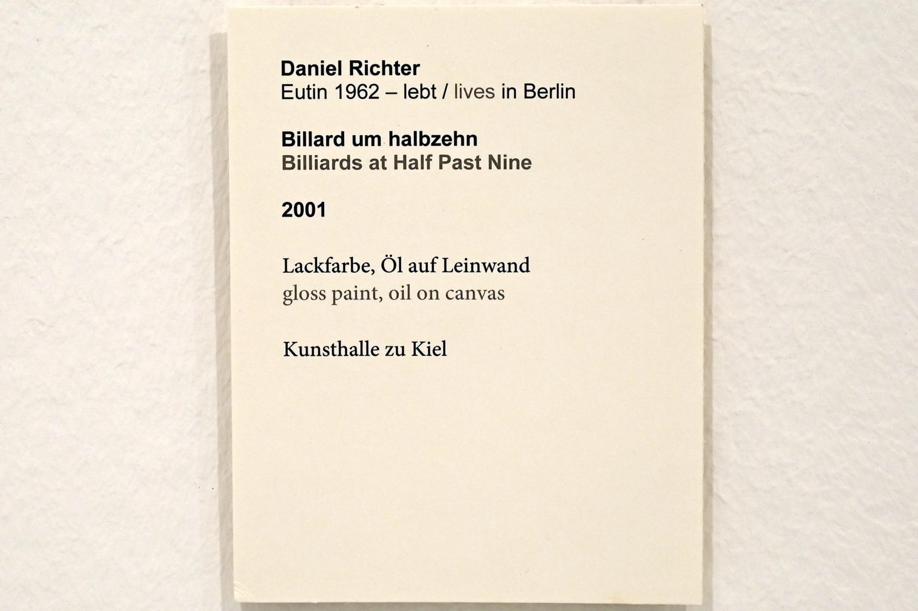 Daniel Richter (1999&ndash;2001), Billard um halbzehn, Kiel, Kunsthalle, Galerie 1, 2001, Bild 2/2
