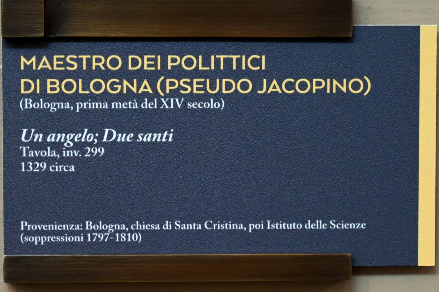 Maestro dei Polittici di Bologna (Pseudo Jacopino) (1322&ndash;1340), Engel und zwei Heilige, Bologna, Chiesa di Santa Cristina, jetzt Bologna, Pinacoteca Nazionale, Saal 1, um 1329, Bild 2/2