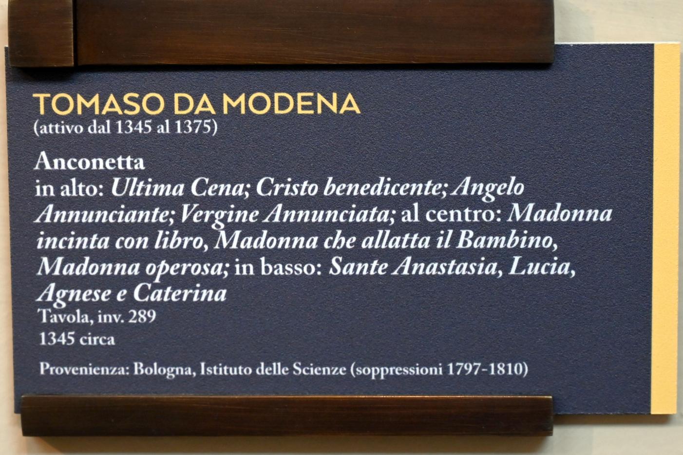 Tommaso da Modena (Tommaso Barisini) (1345–1360), Anconetta (Täfelchen), Bologna, Pinacoteca Nazionale, Saal 1, um 1345, Bild 2/2