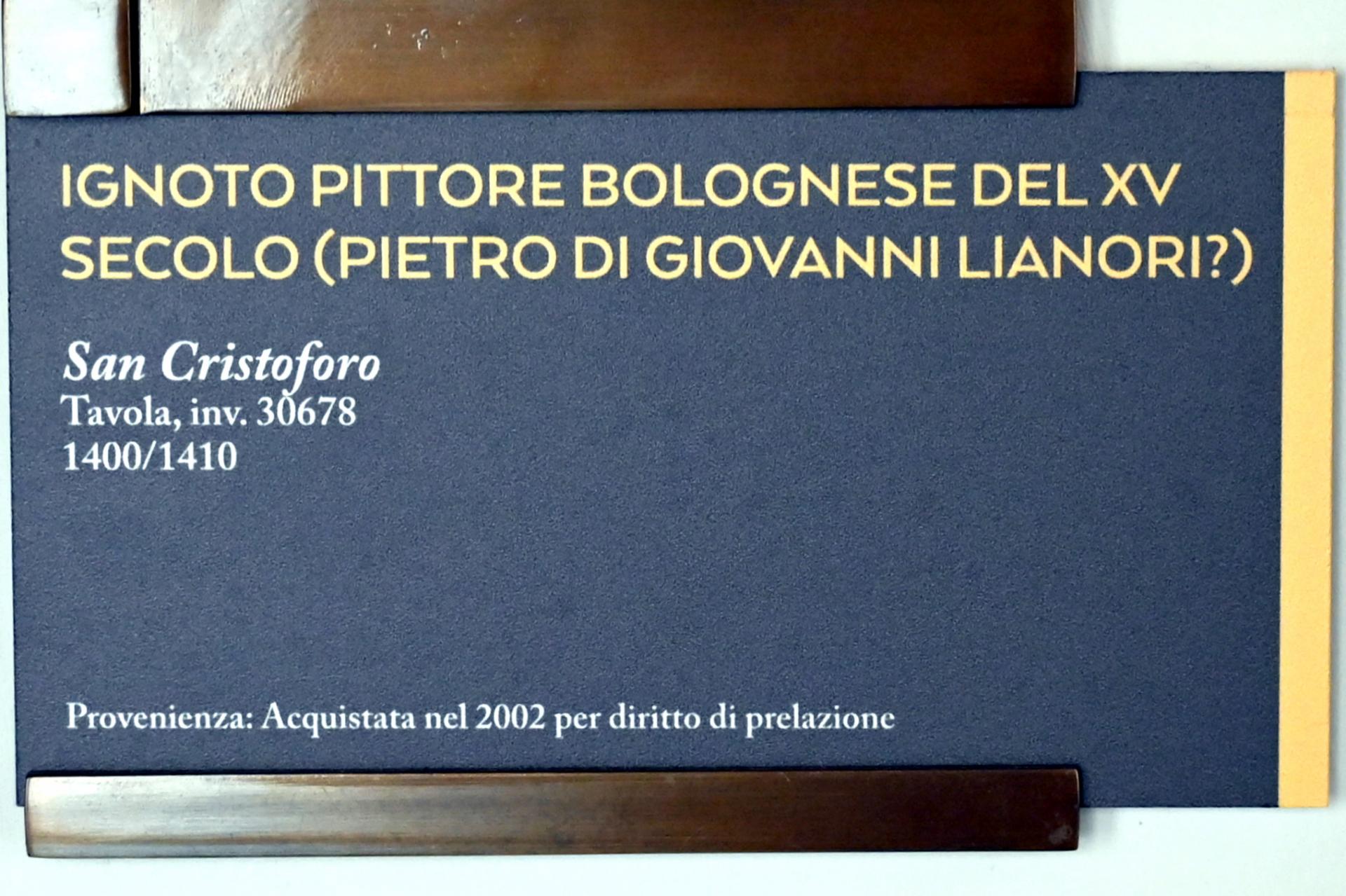 Heiliger Christophorus, Bologna, Pinacoteca Nazionale, Saal 3, 1400&ndash;1410, Bild 2/2