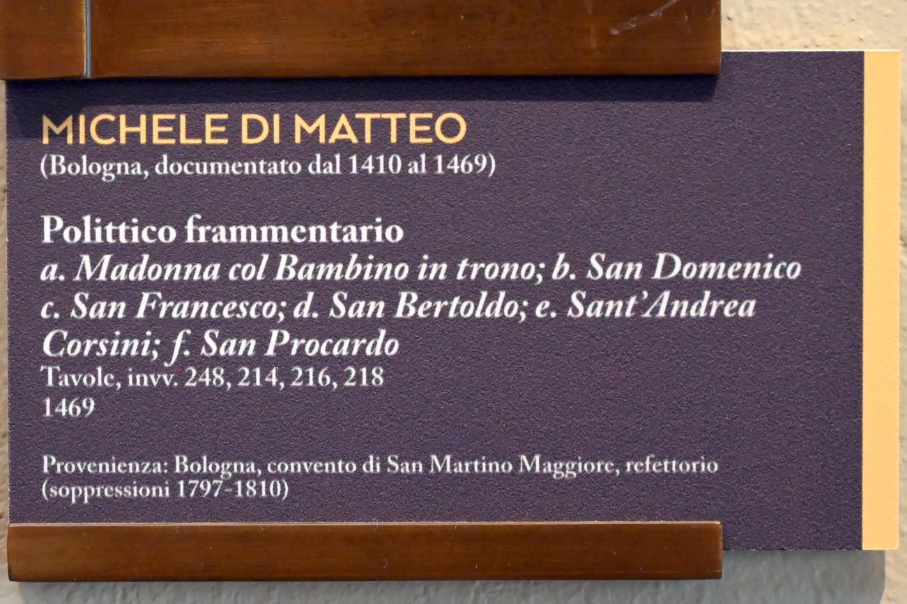 Michele di Matteo da Bologna (1432&ndash;1469), Hl. Andrea Corsini, Bologna, Basilica di San Martino, jetzt Bologna, Pinacoteca Nazionale, Saal 5, 1469, Bild 2/2