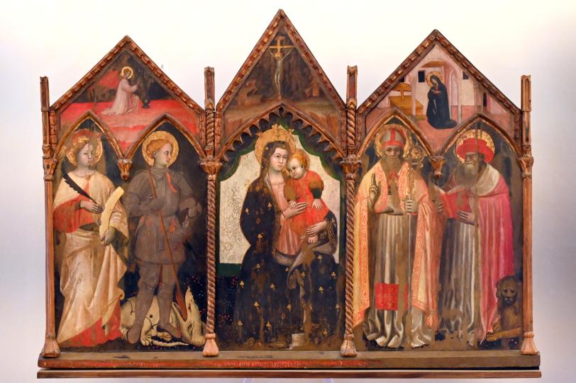 Antonio di Guido Alberti da Ferrara (1412–1438), Thronende Maria mit Kind und Heiligen, Urbino, Chiesa di San Bartolo, jetzt Urbino, Galleria Nazionale delle Marche, Saal 6, 1436