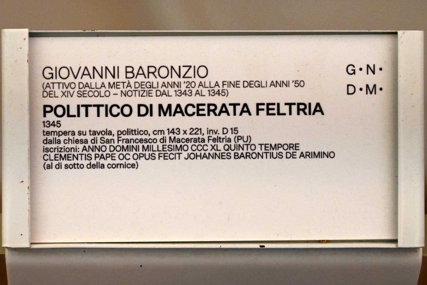 Giovanni Baronzio (1330&ndash;1345), Polyptychon aus Macerata Feltria, Macerata Feltria, ehem. Franziskanerkloster, jetzt Urbino, Galleria Nazionale delle Marche, Saal 10, 1345, Bild 2/2