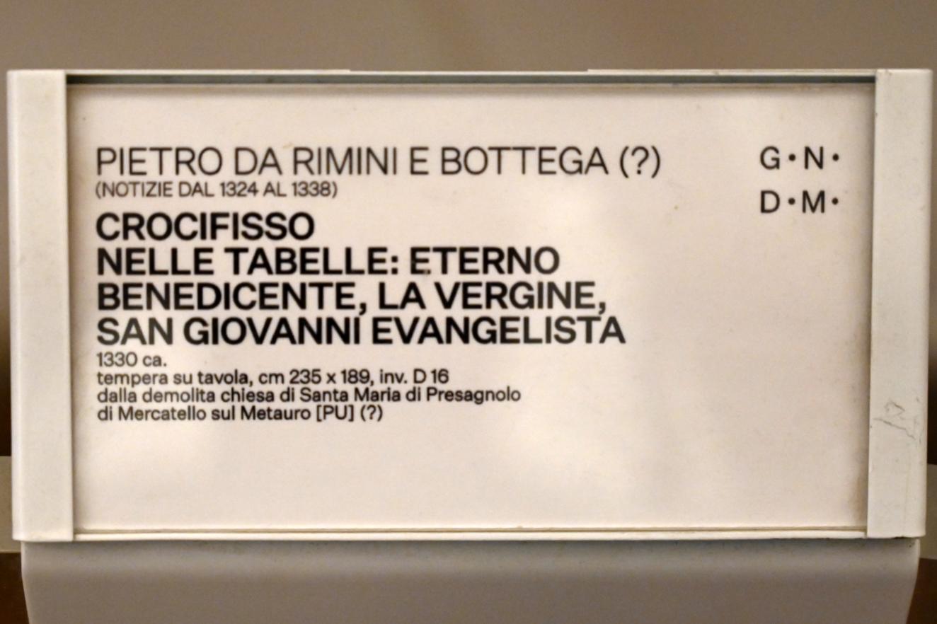 Pietro da Rimini (1325&ndash;1330), Kruzifixus, Mercatello sul Metauro, ehem. Kirche Santa Maria di Presagnolo, jetzt Urbino, Galleria Nazionale delle Marche, Saal 10, um 1330, Bild 2/2