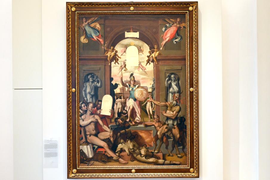 Federico Zuccari (1566–1608), Porta Virtutis (Tor der Tugend) oder Minerva triumphierend über Unwissenheit und Verleumdung, Urbino, Galleria Nazionale delle Marche, Obergeschoß Saal 9, 1581–1585