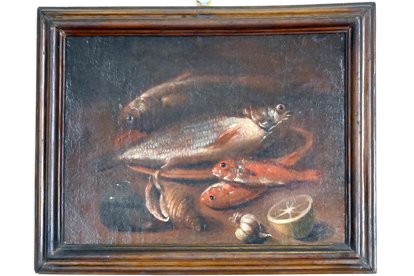 Nicola Levoli (1770), Stillleben mit Rotbarbe und Meeräsche, Rimini, Stadtmuseum, Saal 11, Undatiert