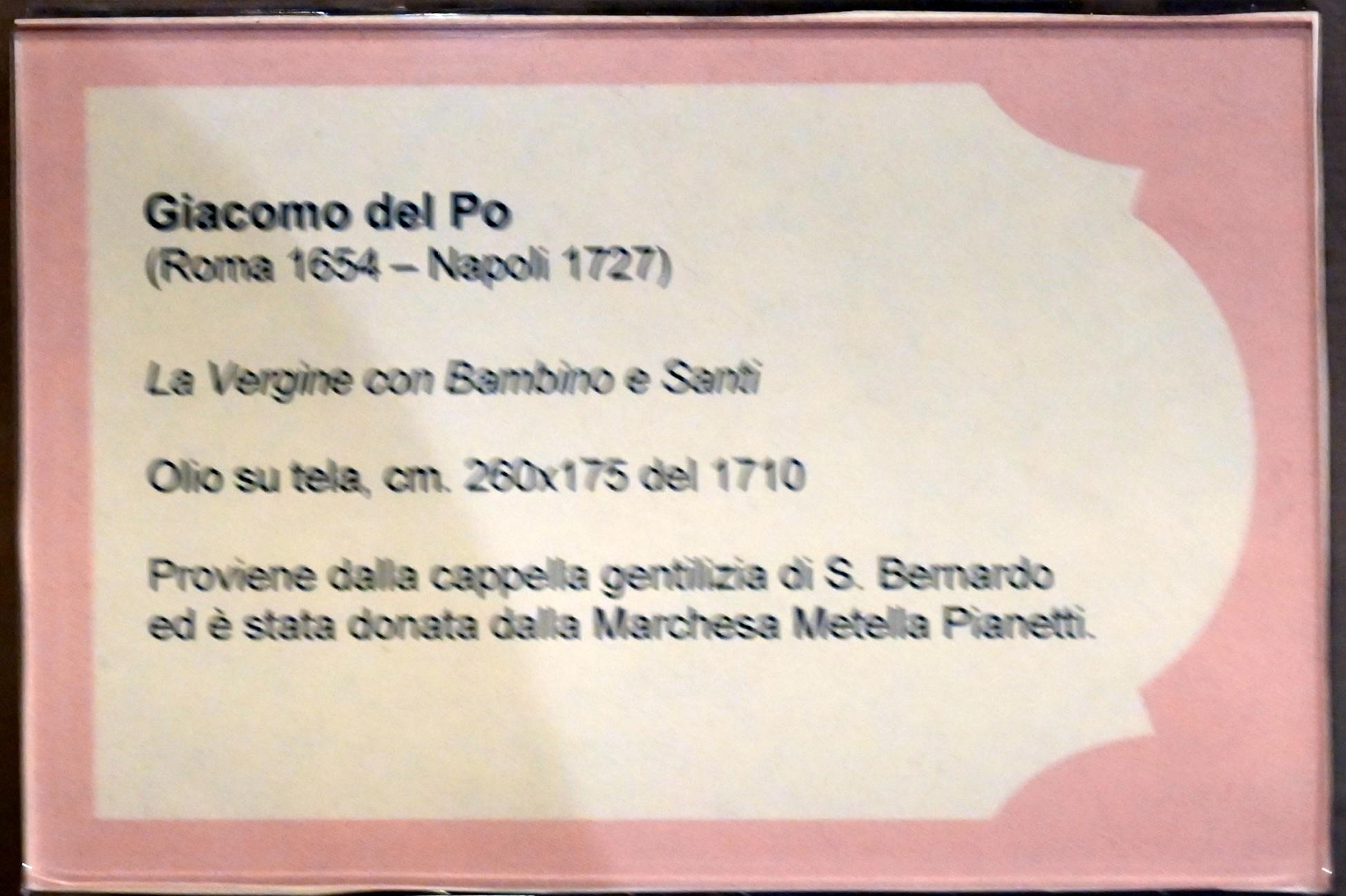 Giacomo del Pò (1710), Maria mit Kind und Heiligen, Jesi, cappella di San Bernardo Abate, jetzt Jesi, Städtische Kunstgalerie, Saal 8, 1710, Bild 2/2