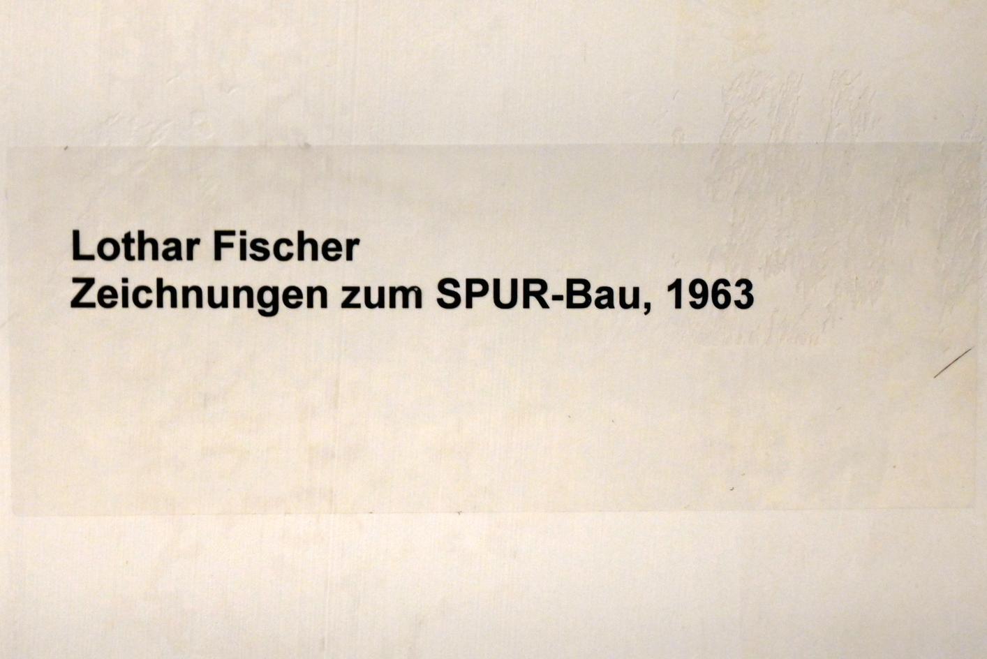 Lothar Fischer (1959–2004), Zeichnungen zum SPUR-Bau, Neumarkt in der Oberpfalz, Museum Lothar Fischer, Obergeschoß Raum 3, 1963, Bild 2/2