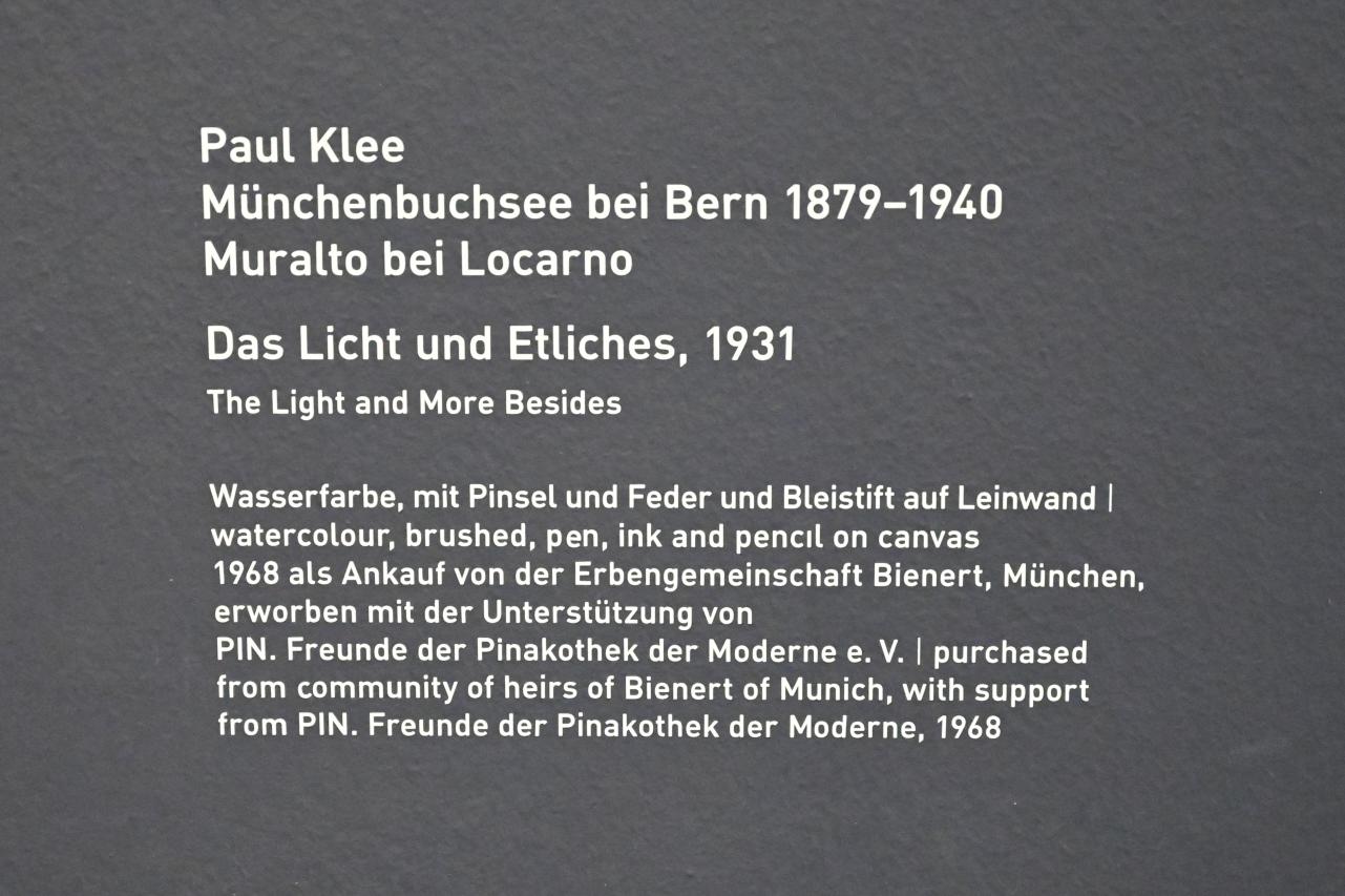 Paul Klee (1904&ndash;1940), Das Licht und Etliches, München, Pinakothek der Moderne, Saal 30 2022, 1931, Bild 2/2