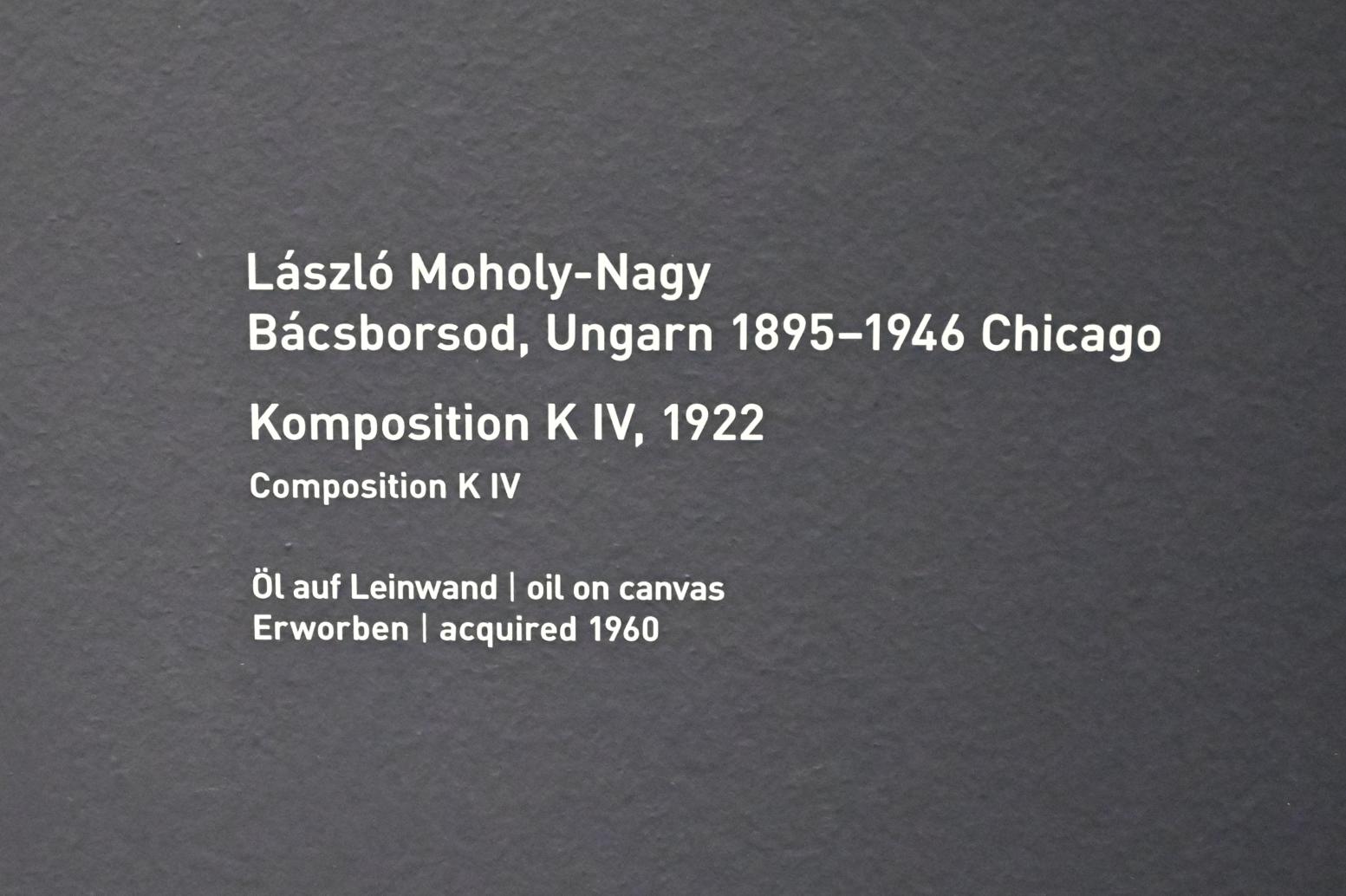 László Moholy-Nagy (1919&ndash;1946), Komposition K IV, München, Pinakothek der Moderne, Saal 30 2022, 1922, Bild 2/2