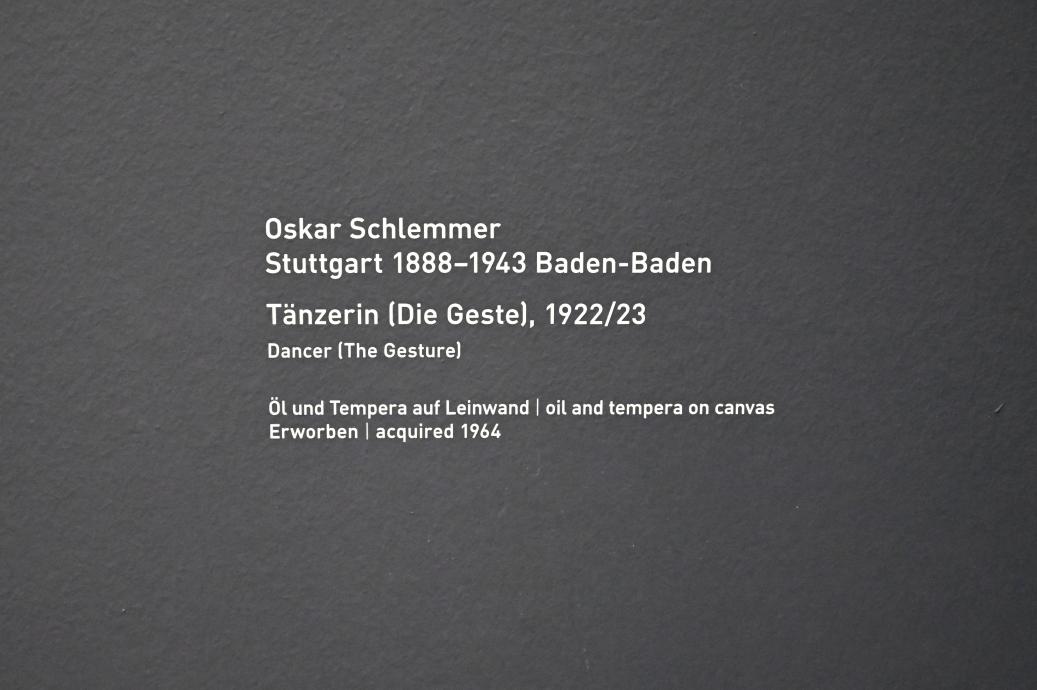 Oskar Schlemmer (1919&ndash;1937), Tänzerin (Die Geste), München, Pinakothek der Moderne, Saal 30 2022, 1922&ndash;1923, Bild 2/2