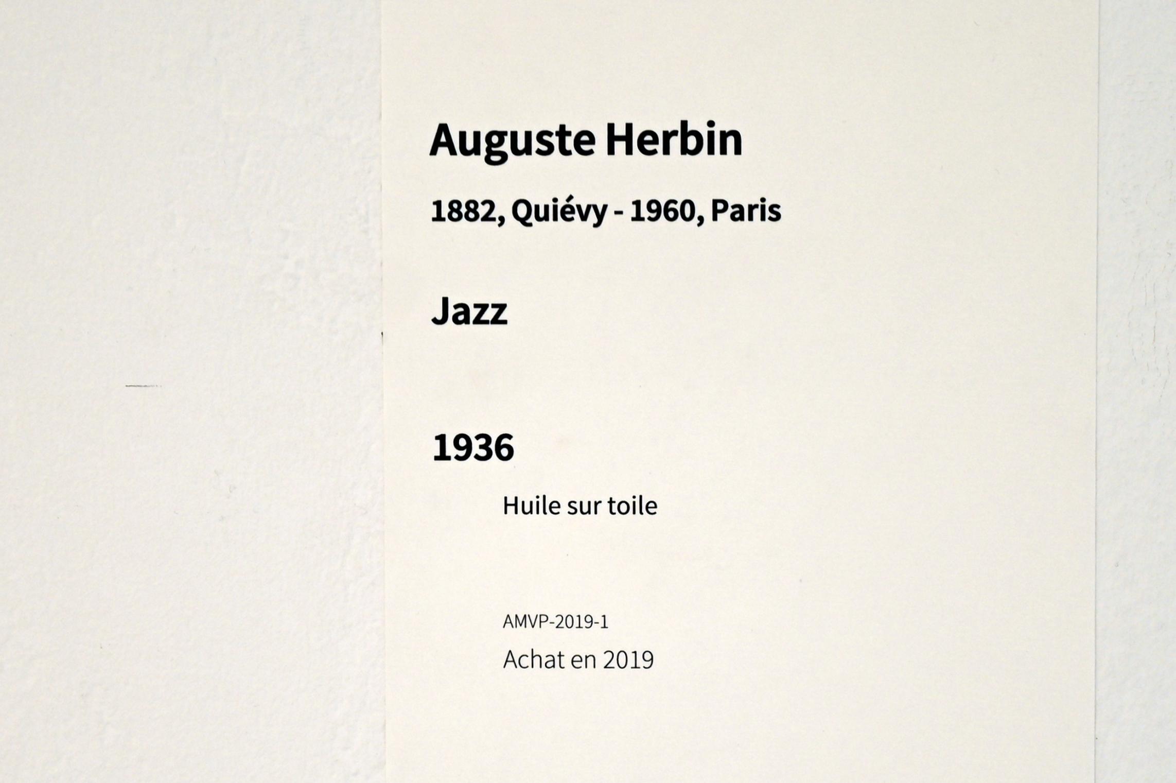 Auguste Herbin (1907&ndash;1936), Jazz, Paris, Musée d’art moderne de la Ville de Paris, Saal 1, 1936, Bild 2/2