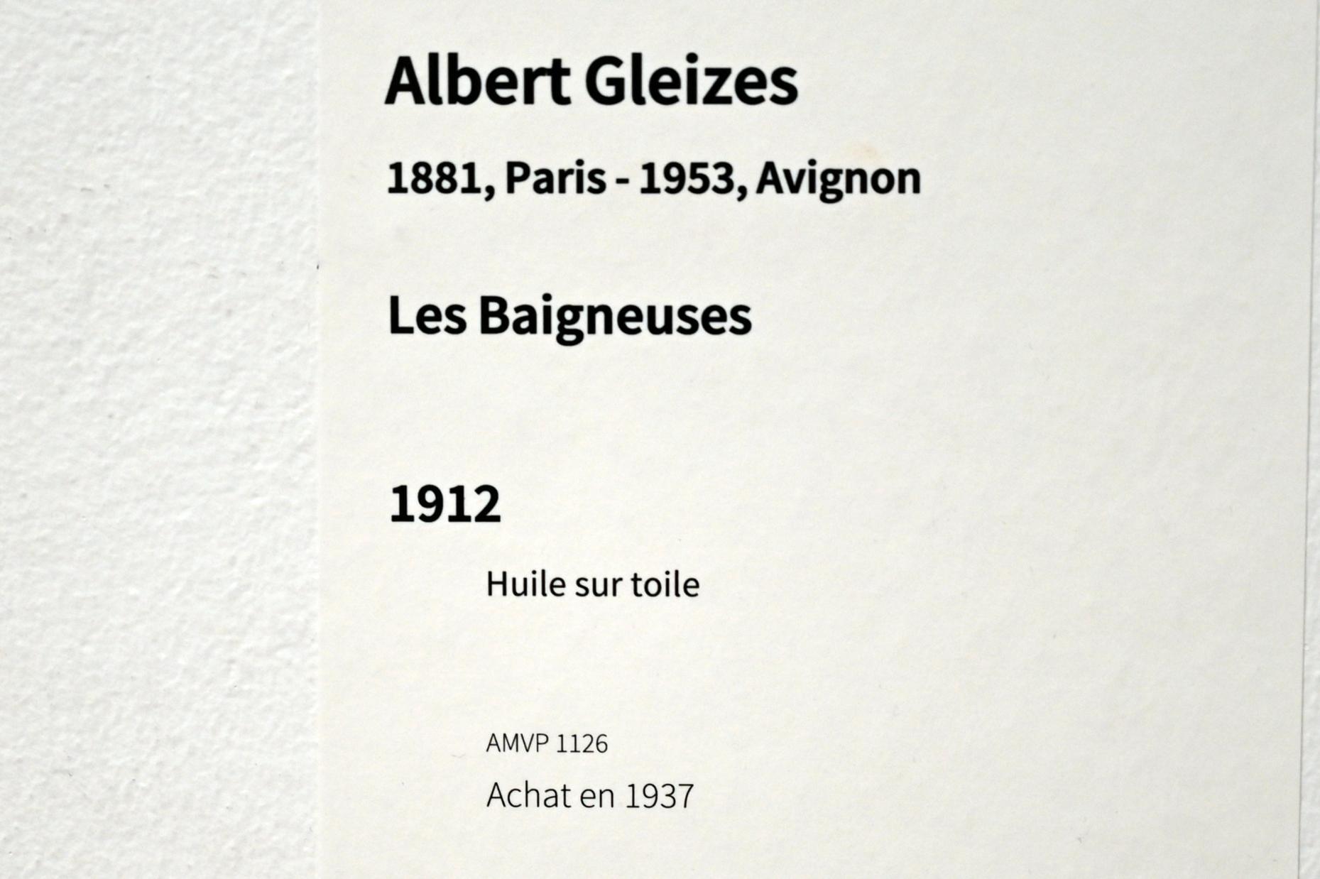 Albert Gleizes (1912–1930), Badende, Paris, Musée d’art moderne de la Ville de Paris, Saal 3, 1912, Bild 2/2
