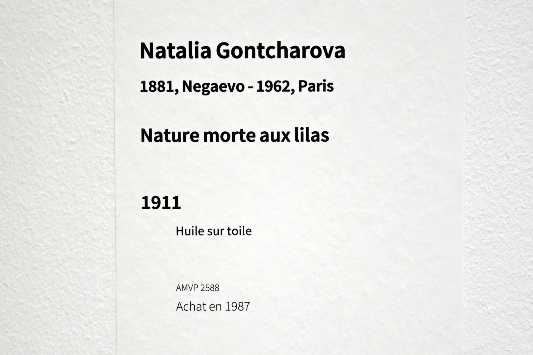 Natalija Sergejewna Gontscharowa (1908&ndash;1954), Stillleben mit Flieder, Paris, Musée d’art moderne de la Ville de Paris, Saal 5, 1911, Bild 2/2