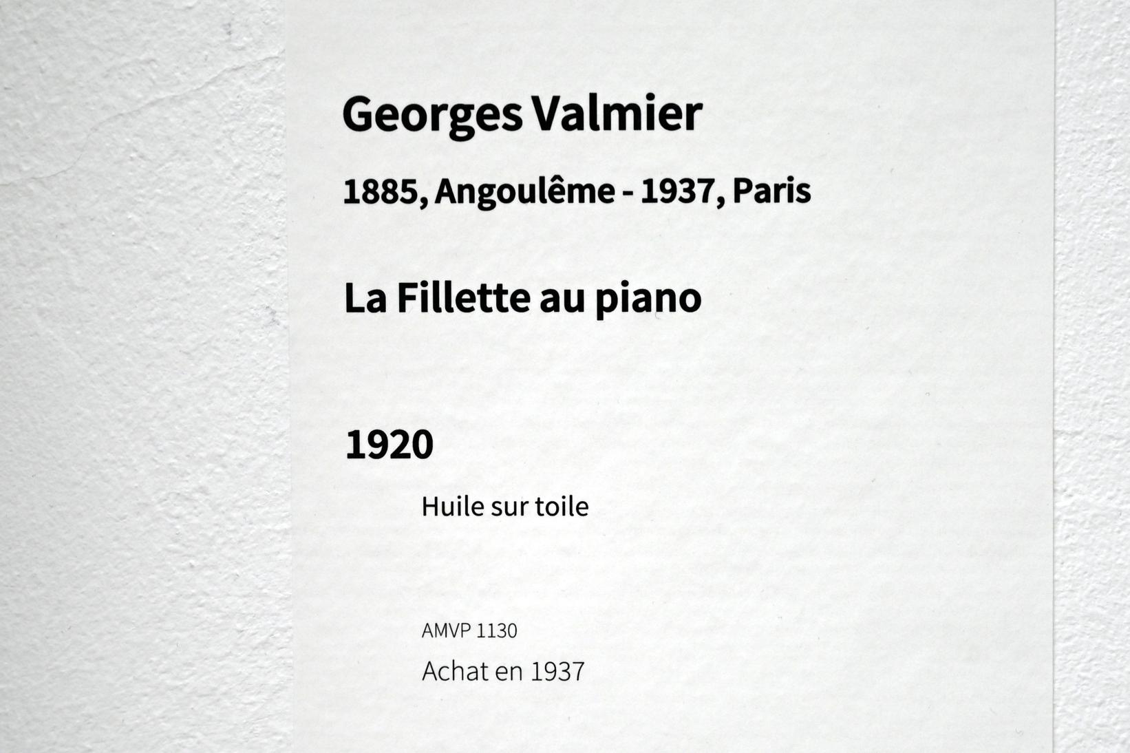 Georges Valmier (1920–1929), Mädchen am Klavier, Paris, Musée d’art moderne de la Ville de Paris, Saal 6, 1920, Bild 2/2