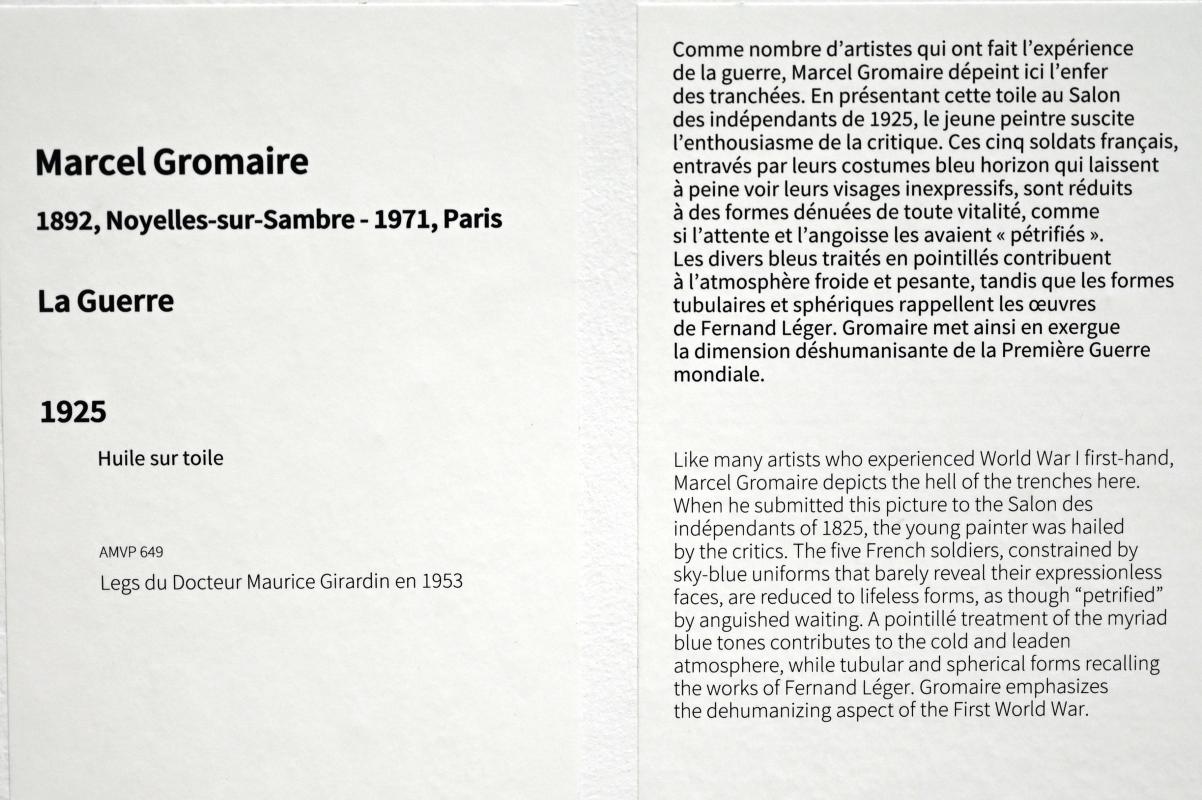 Marcel Gromaire (1924&ndash;1925), Der Krieg, Paris, Musée d’art moderne de la Ville de Paris, Saal 8, 1925, Bild 2/2