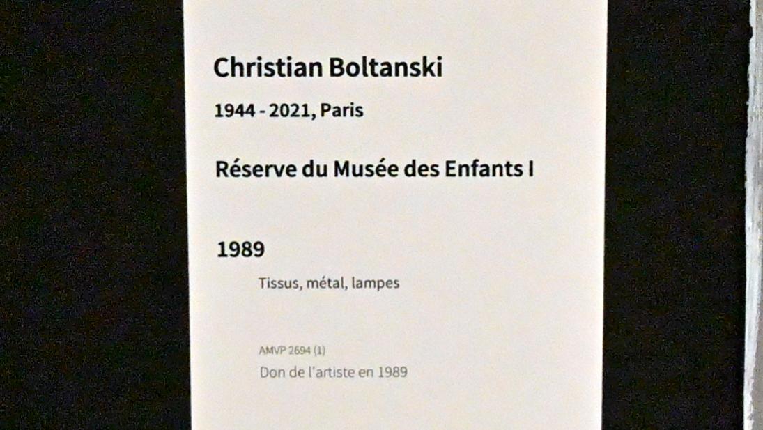 Christian Boltanski (1970&ndash;2000), Reserve für das Kindermuseum I, Paris, Musée d’art moderne de la Ville de Paris, Saal Boltanski, 1989, Bild 4/4