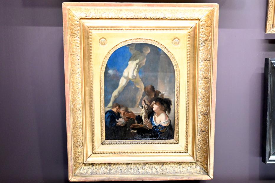 Adriaen van der Werff (1687&ndash;1715), Künstler und Kunstliebhaber (Fiktive Szene mit dem Borghesischen Fechter), Paris, Musée du Louvre, Saal 842, um 1700