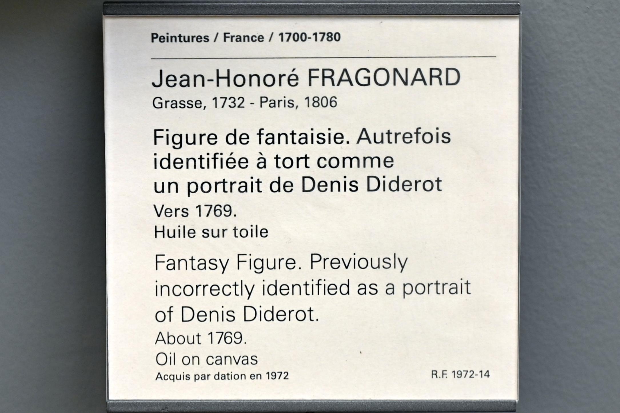 Jean-Honoré Fragonard (1751&ndash;1784), Fantasiefigur (Früher falsch als Porträt des Denis Diderot benannt), Paris, Musée du Louvre, Saal 929, um 1769, Bild 2/2