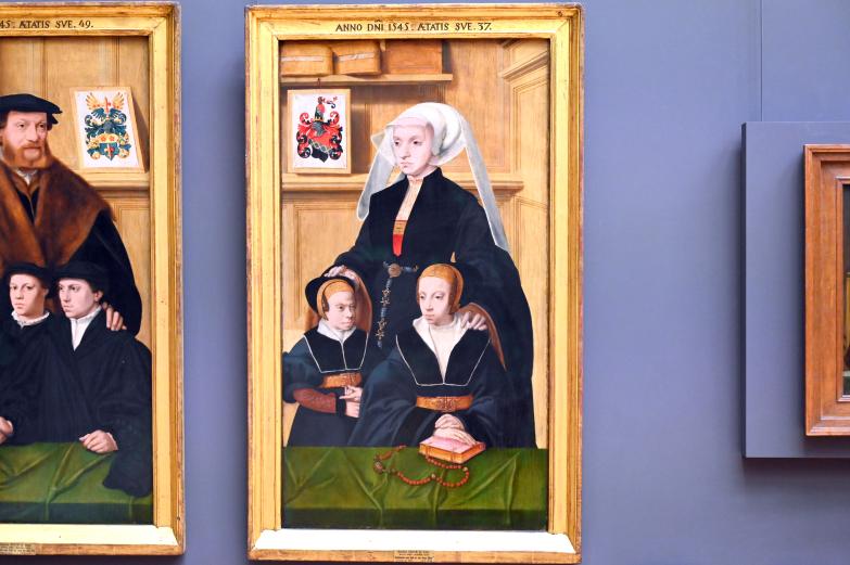Bartholomäus Bruyn der Ältere (1513&ndash;1546), Porträt der Katharina von Gail (gest. 1540) und ihren beiden Töchtern, Paris, Musée du Louvre, Saal 809, um 1536&ndash;1537