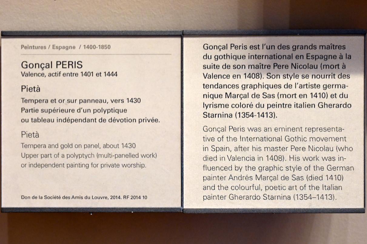 Gonçal Peris (1430), Pietà, Paris, Musée du Louvre, Saal 730, um 1430, Bild 2/2